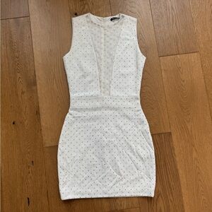 Balmain Studded Mini Dress - White & Silver - Size 36 (US 4) - GUC+